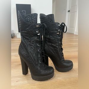 Vera Wang high heeled moto boots, size 7.5